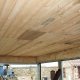 We decided to insulate between the floors with 150mm Glass Fibre Roll &  put T&G on the roof which we already had in the garage. The T&G had been water damaged & was stained. We wanted to use this up & as we were going to paint it anyway it was just right for the job.