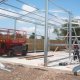The galvanized steel framework for the large steel workshop taking shape.